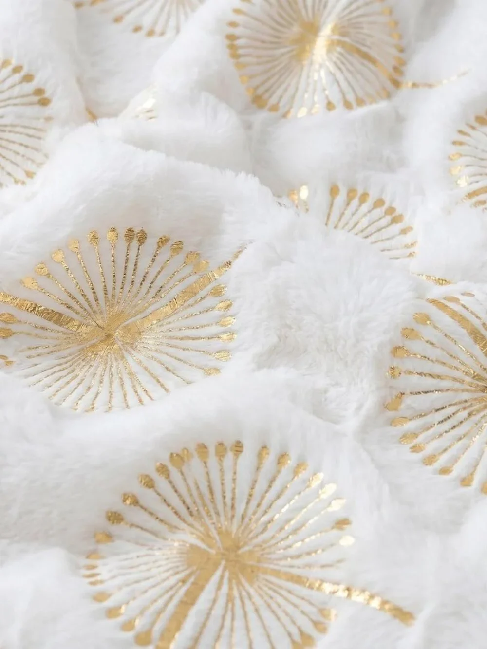 Leximan Gold Foil Faux Fur Throw Blanket, Reversible Fluffy (50